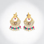 Krishna Design Kundan Chandbali Earrings .