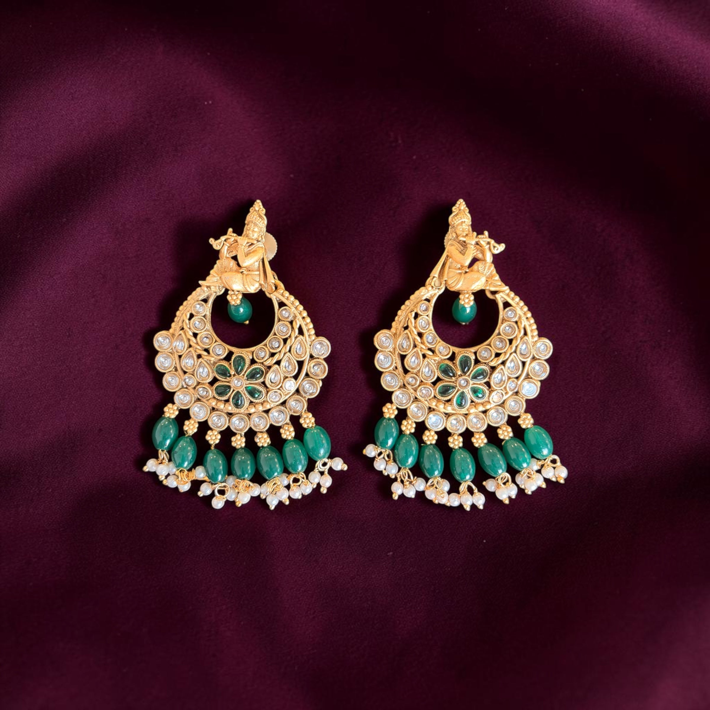 Krishna Design Chandbali Earrings