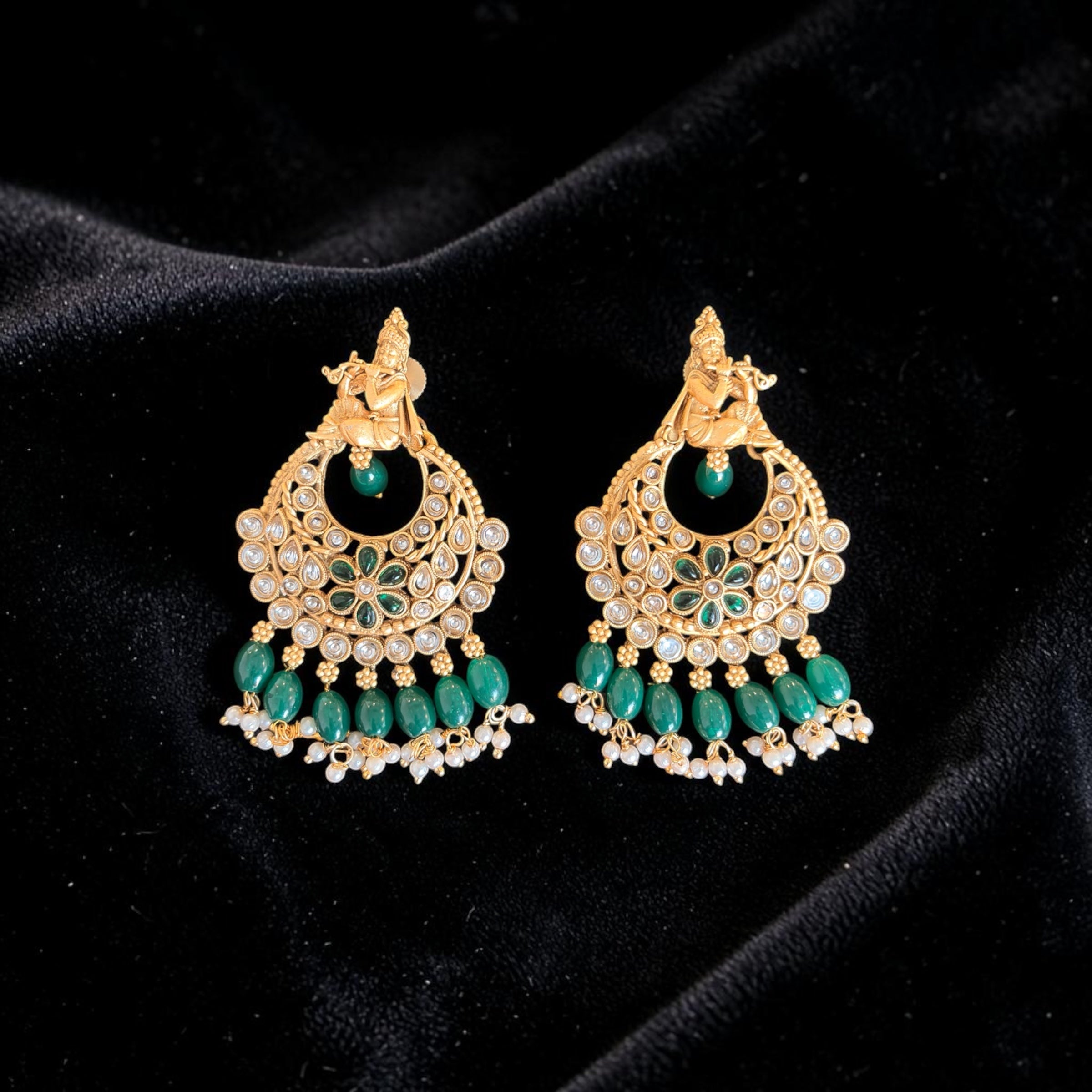 Krishna Design Chandbali Earrings