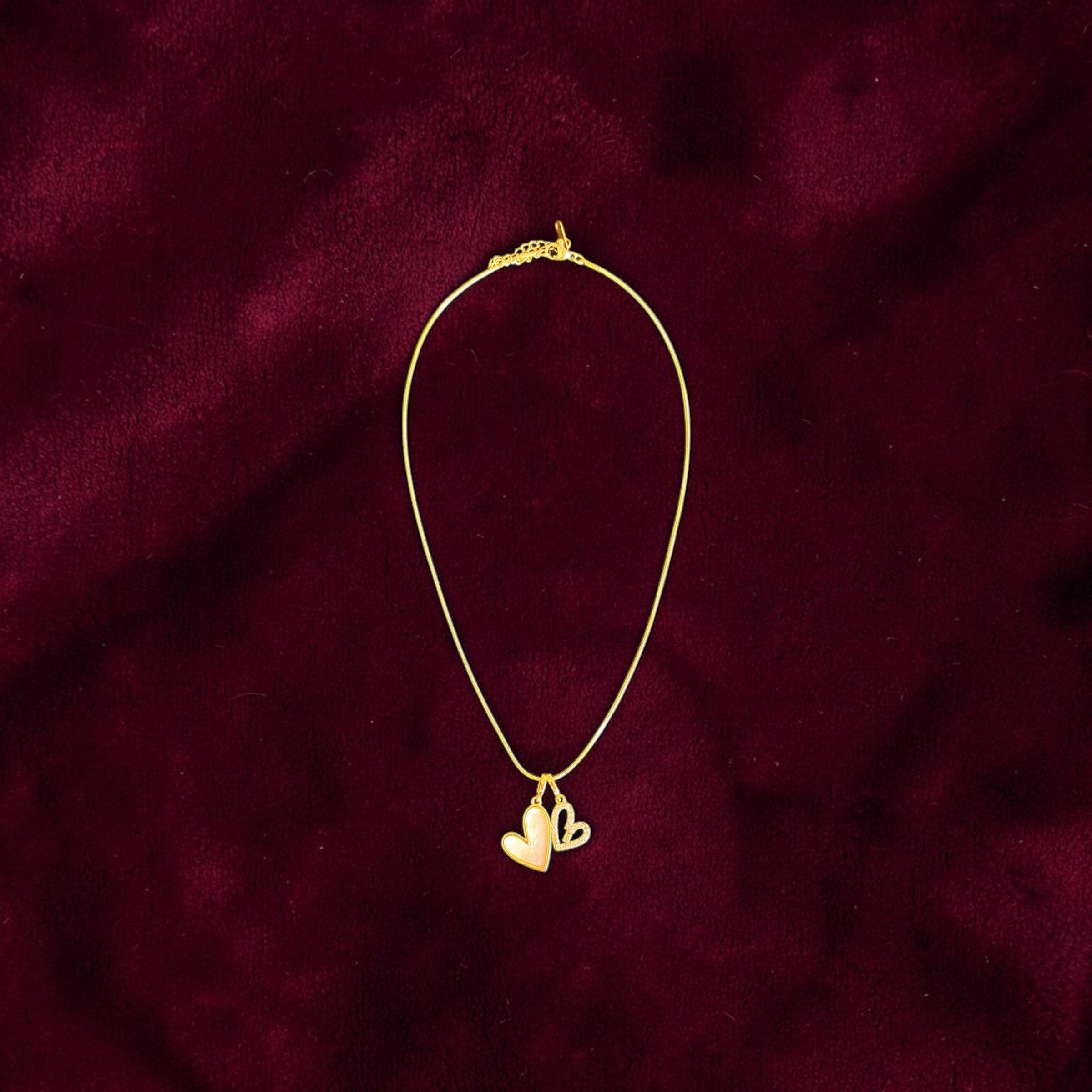 Elegant Double Heart Gold Pendant Necklace – Fashion Jewellery for Women