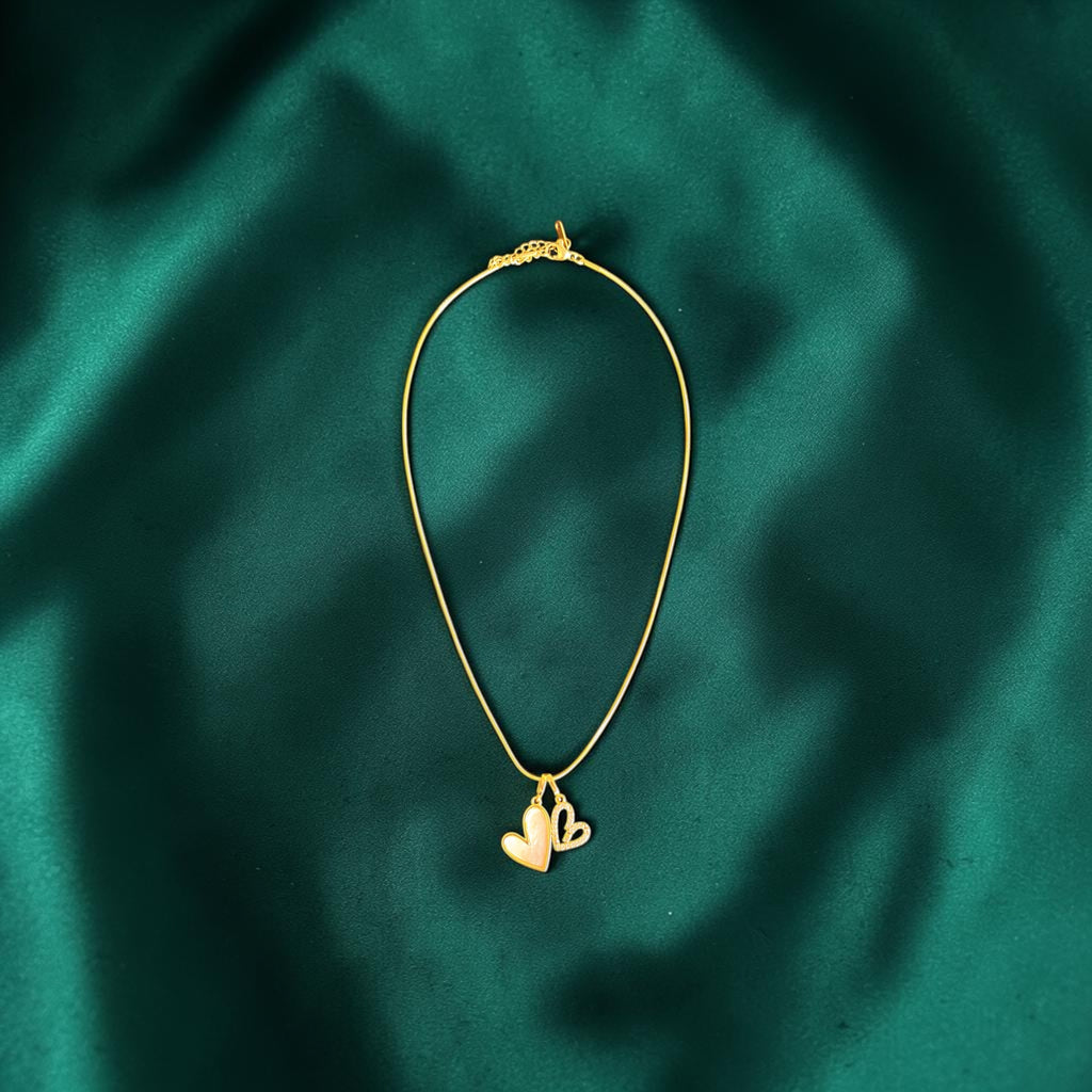 Elegant Double Heart Gold Pendant Necklace – Fashion Jewellery for Women