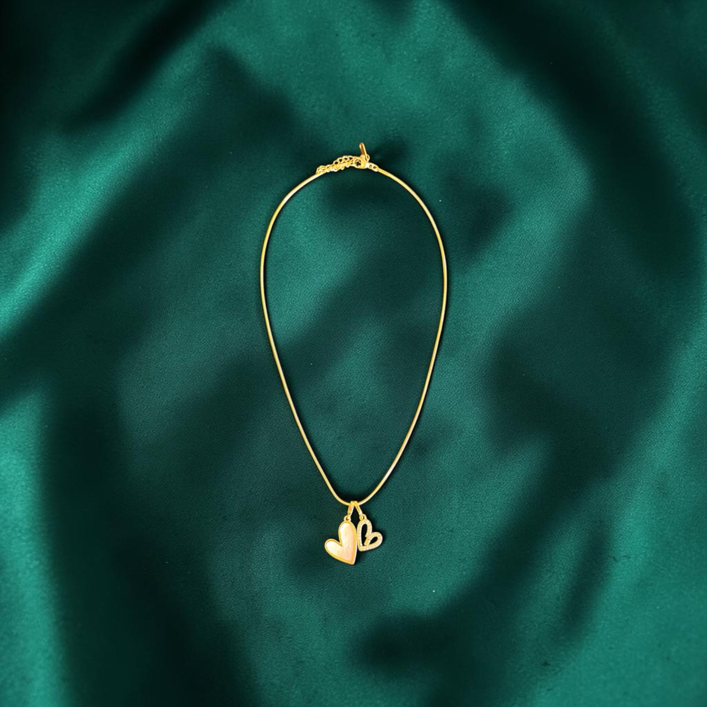 Elegant Double Heart Gold Pendant Necklace – Fashion Jewellery for Women