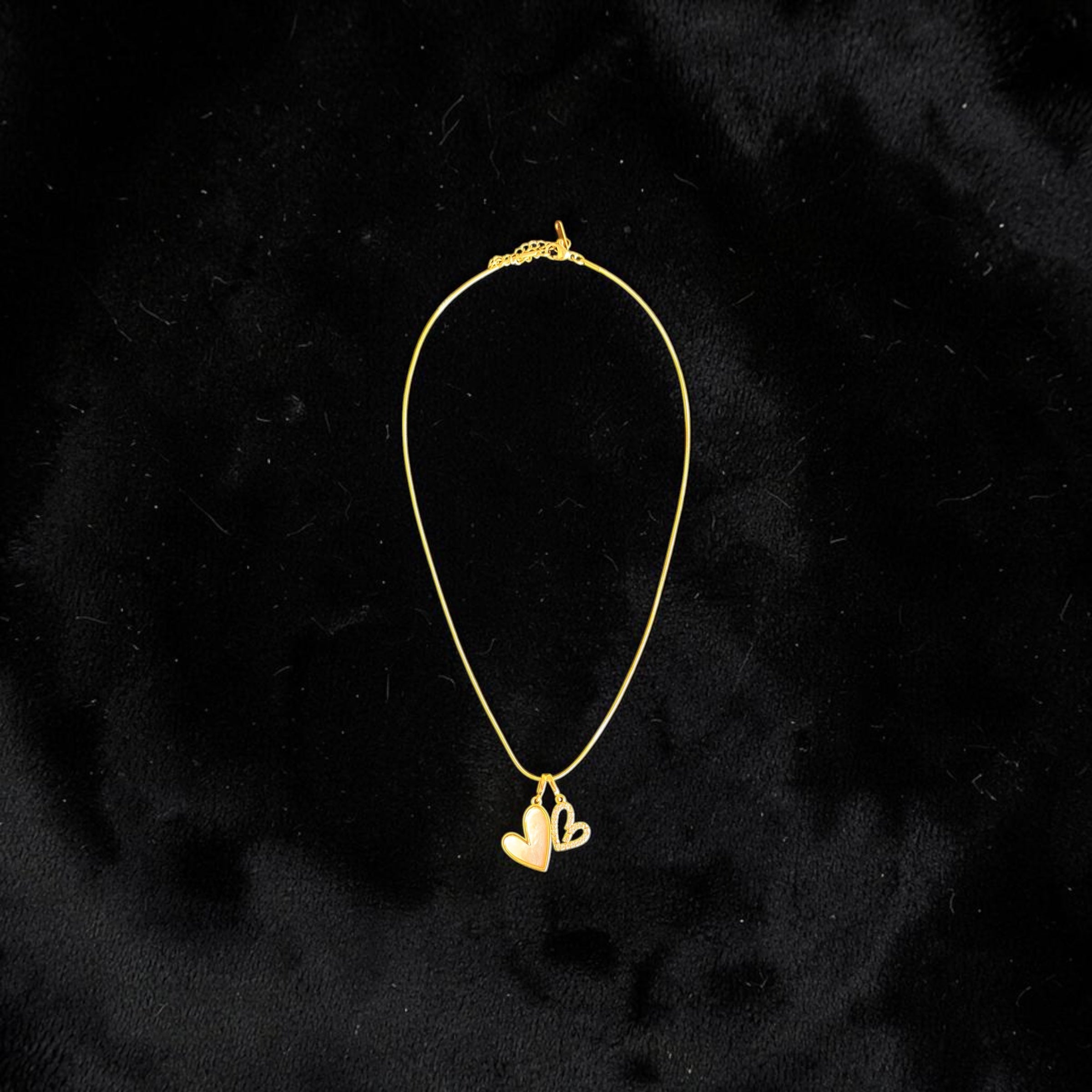 Elegant Double Heart Gold Pendant Necklace – Fashion Jewellery for Women
