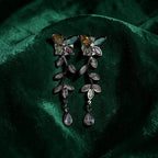 Golden Floral Crystal Drop Earrings – Artificial Jewellery for Women