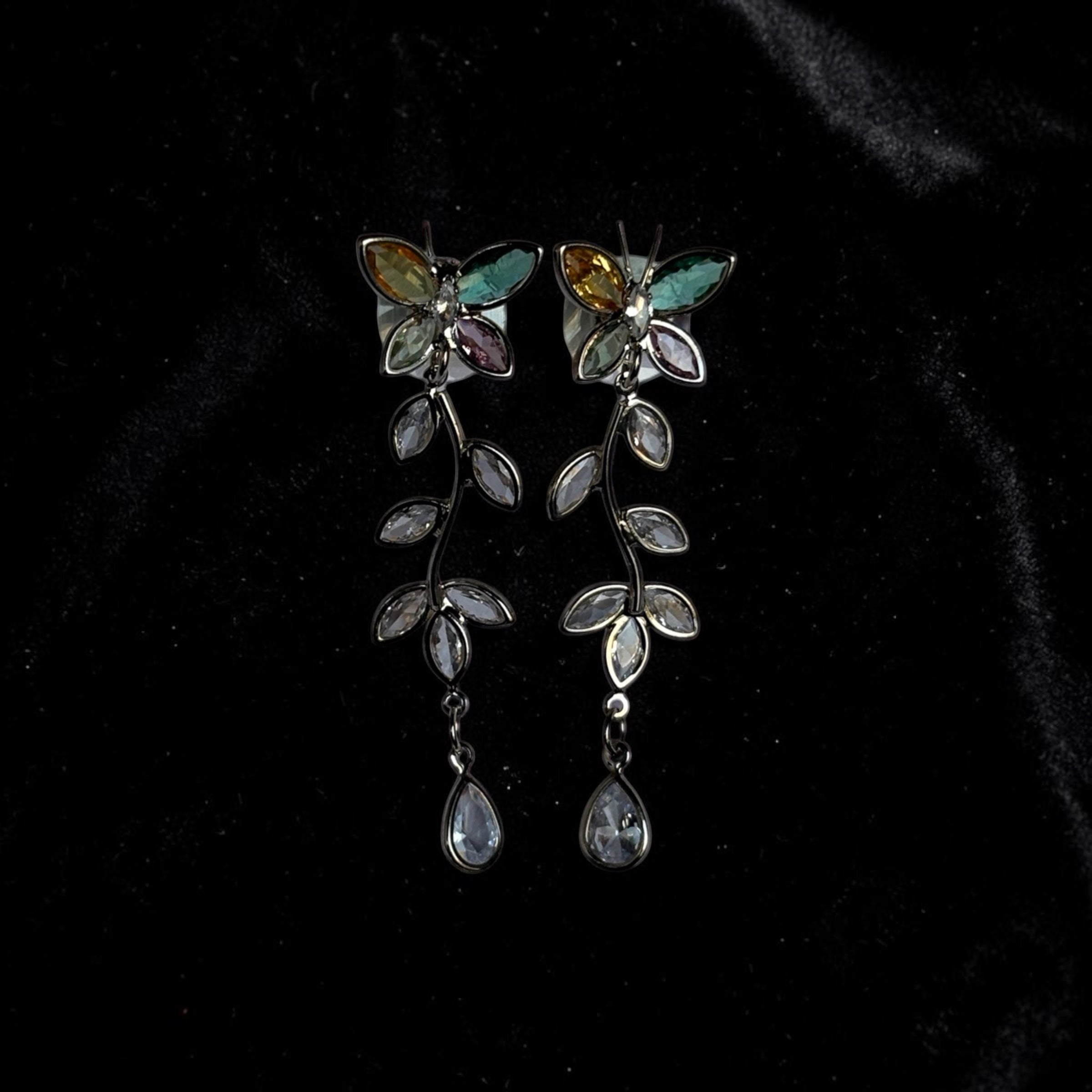 Golden Floral Crystal Drop Earrings – Artificial Jewellery for Women