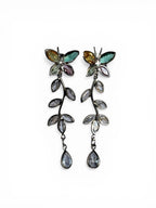 Golden Floral Crystal Drop Earrings – Artificial Jewellery for Women