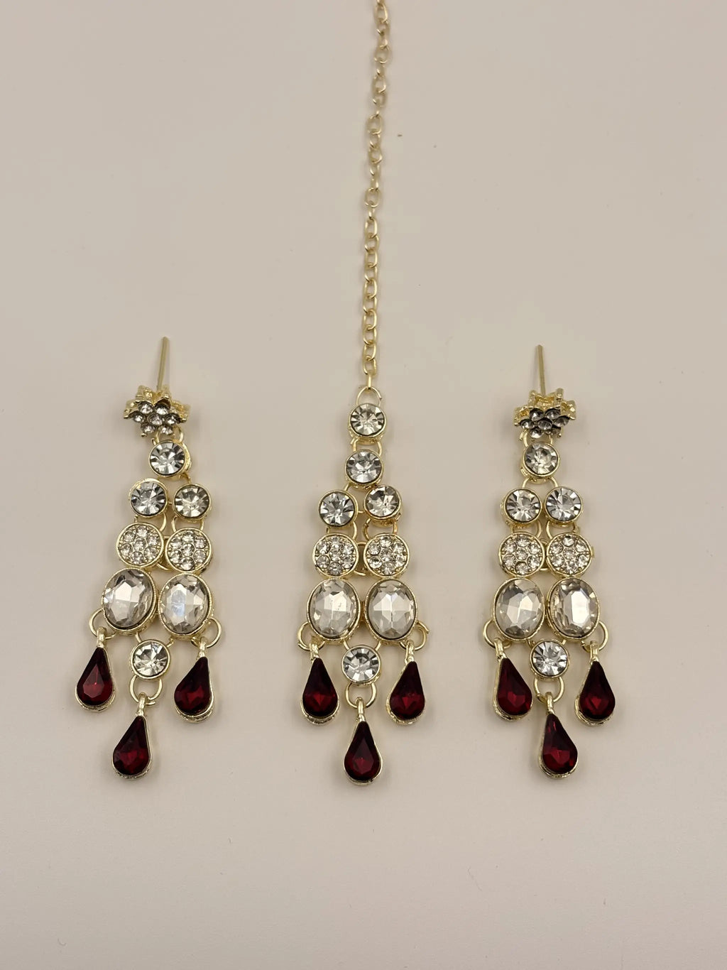 Red Drop Bridal Necklace Set Of Four