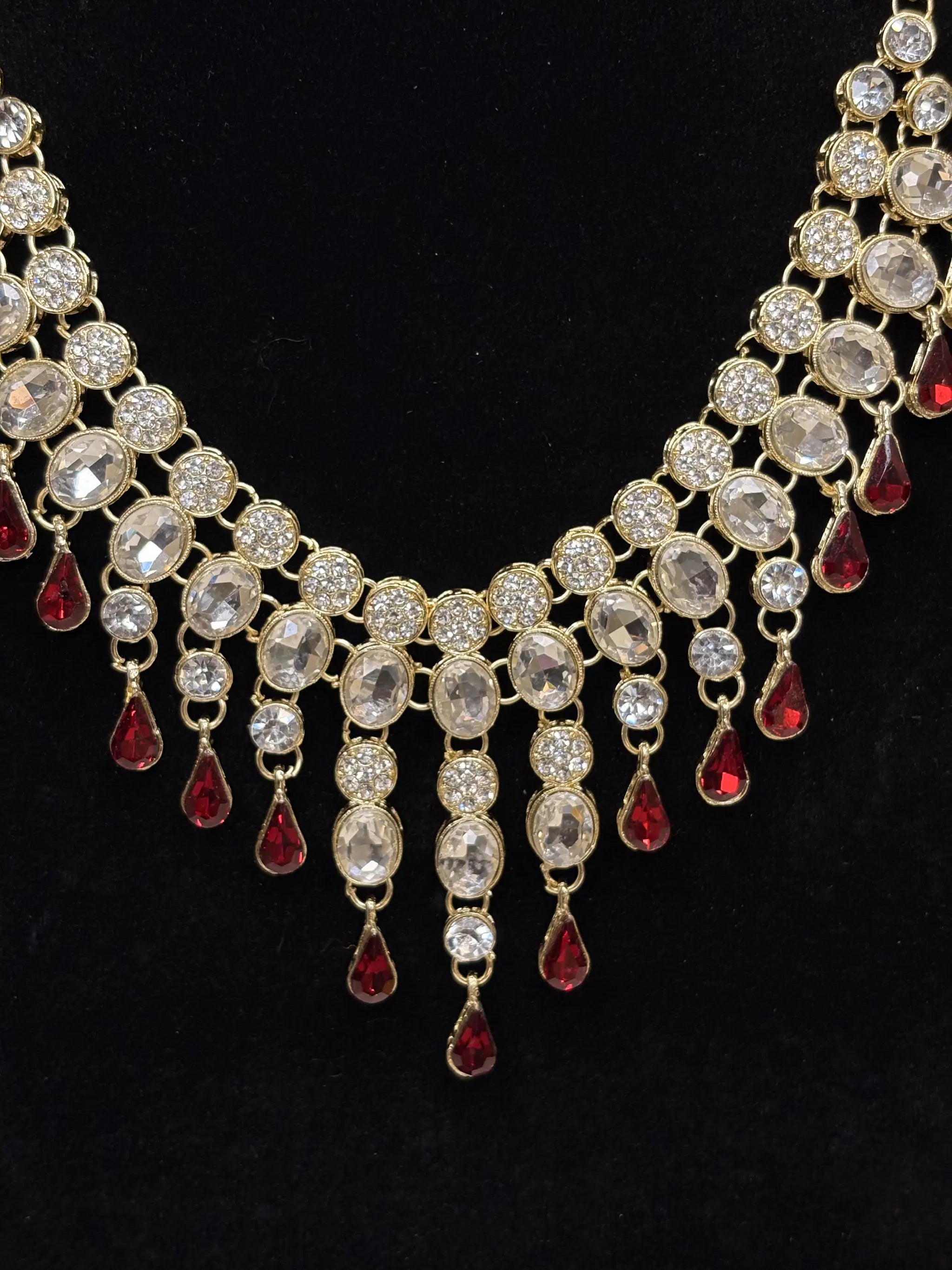 Red Drop Bridal Necklace Set Of Four
