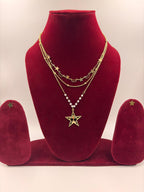 Layered Moon Star Pendant Artificial Jewellery Necklace for Women