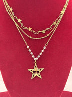 Layered Moon Star Pendant Artificial Jewellery Necklace for Women View 2