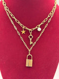 Layered Lock and Key Pendant Fashion Jewellery Necklace for Women