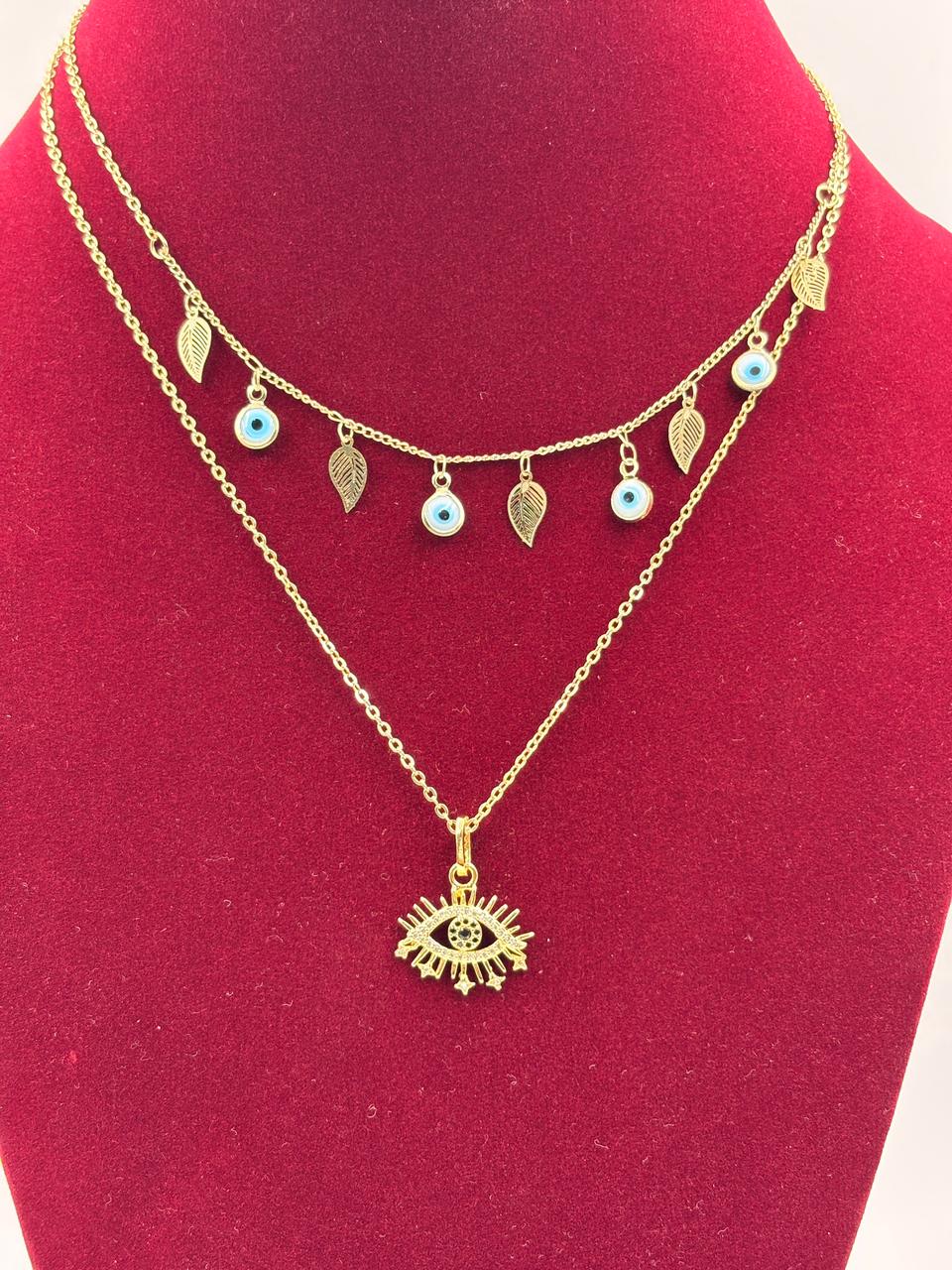 Layered Evil Eye Pendant Artificial Jewellery Necklace for Women View 2