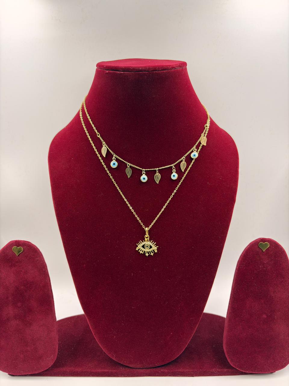 Layered Evil Eye Pendant Artificial Jewellery Necklace for Women