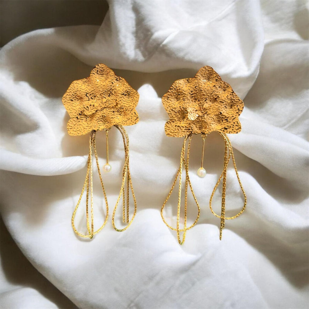 Abstract Floral Chain Drop Earrings