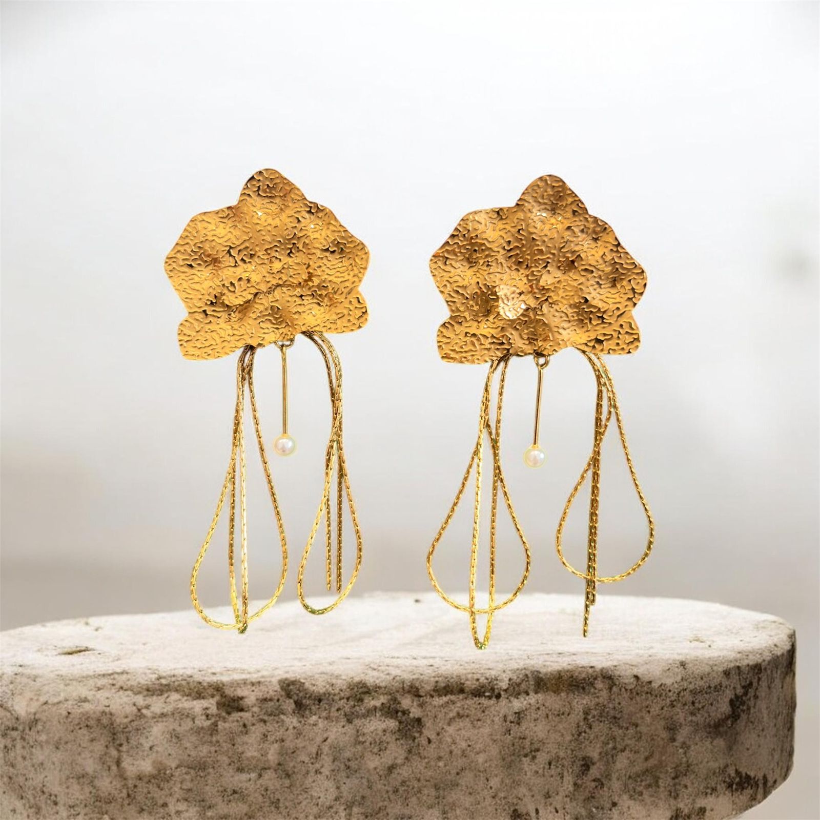 Abstract Floral Chain Drop Earrings