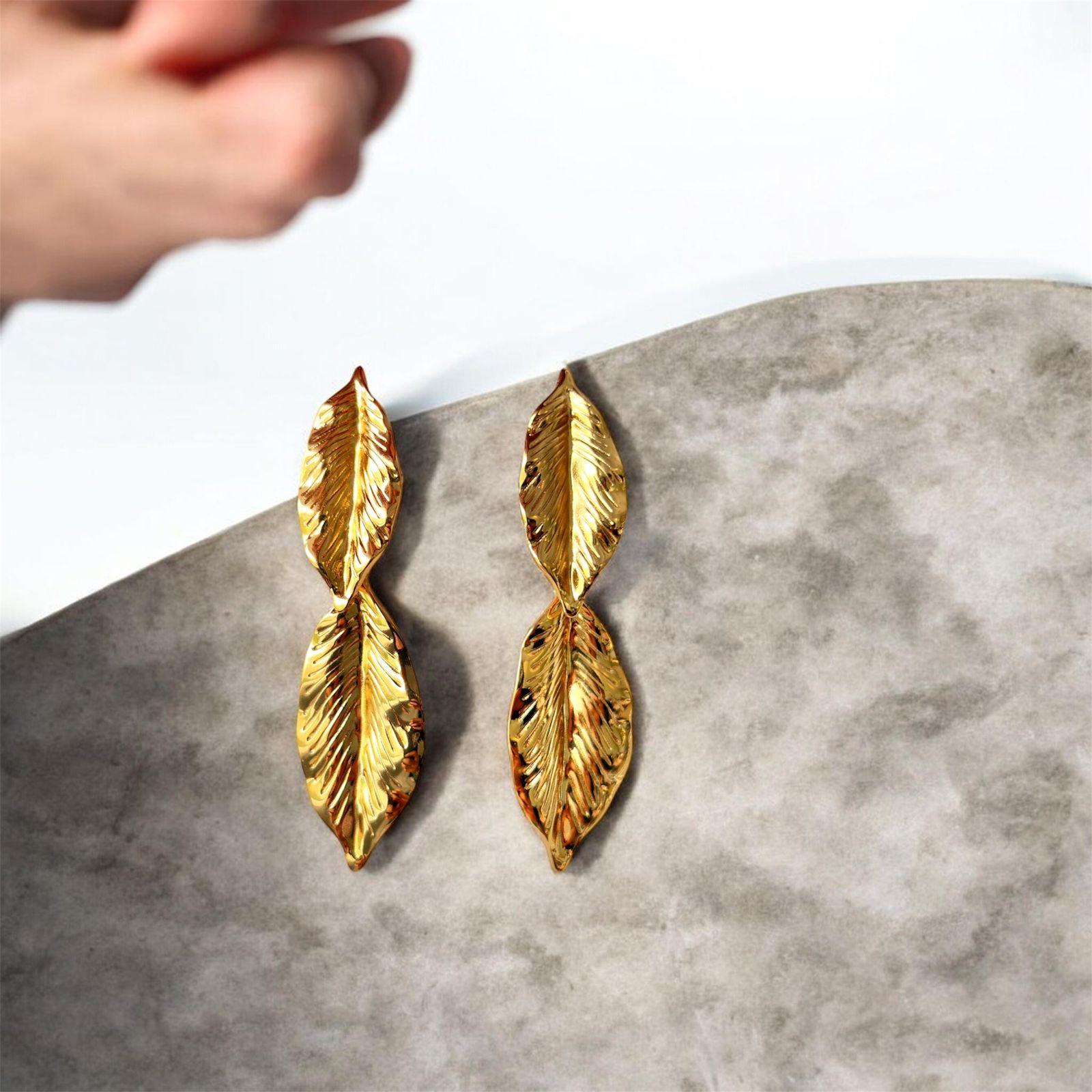 Gold Leaf Drop Earrings