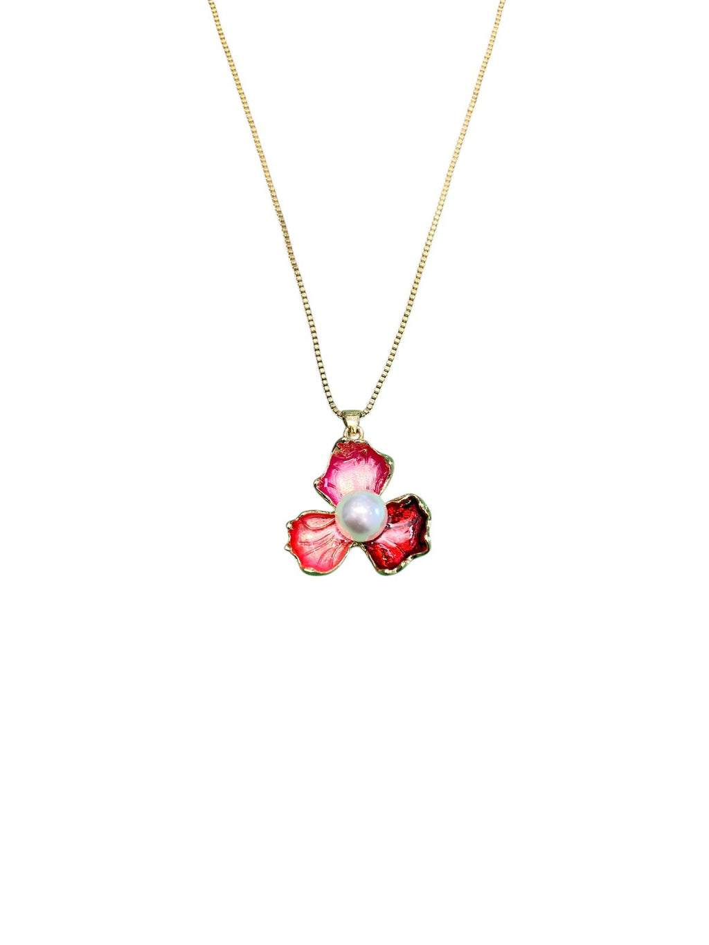 Pink Floral Pendant Necklace & Earrings Set