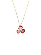 Pink Floral Pendant Necklace & Earrings Set