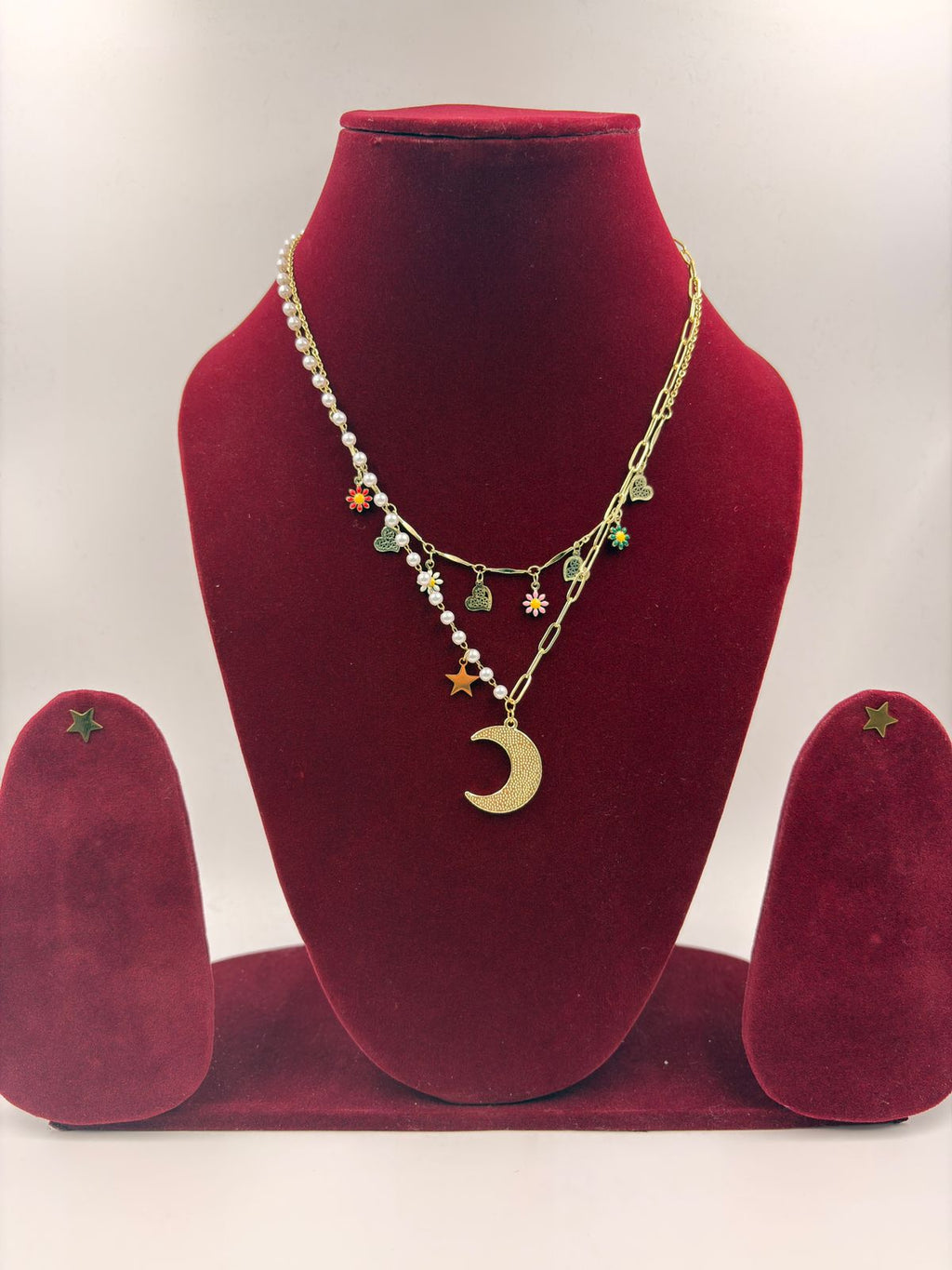 Layered Moon Charm Pendant Fashion Jewellery Necklace for Women