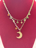 Layered Moon Charm Pendant Fashion Jewellery Necklace for Women View 3