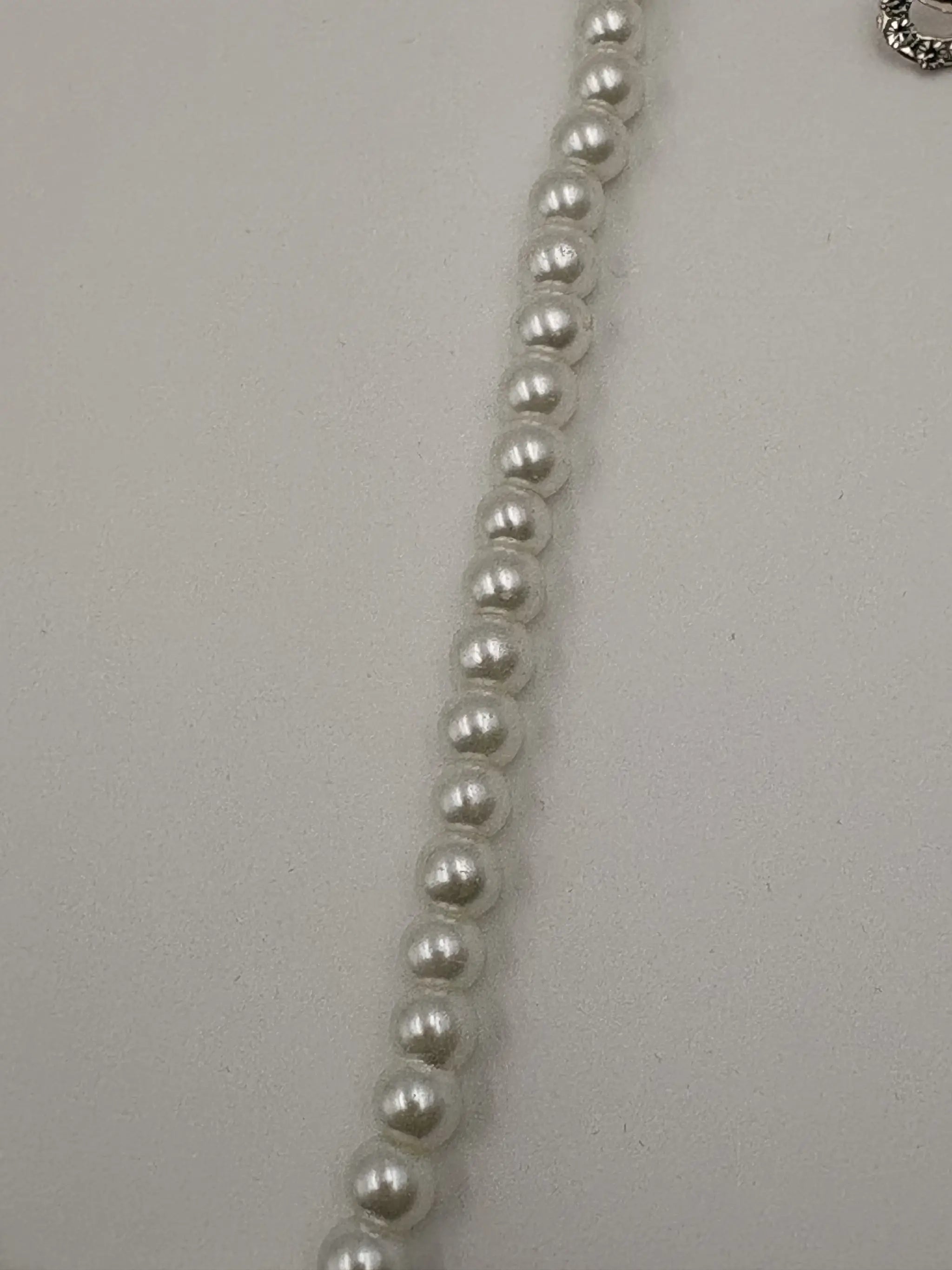 White Pearl Necklace with Curved Gold Pendant and Earrings