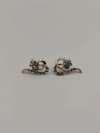 White Pearl Necklace with Curved Gold Pendant and Earrings