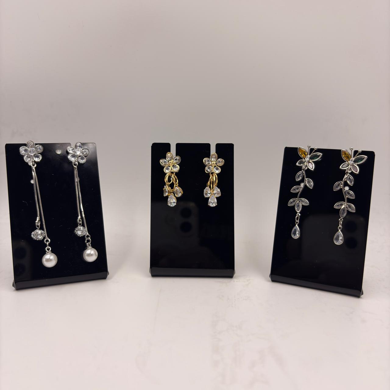 Blossom Earring Trio Set – Floral Crystal Drop Earrings (3 Pairs)